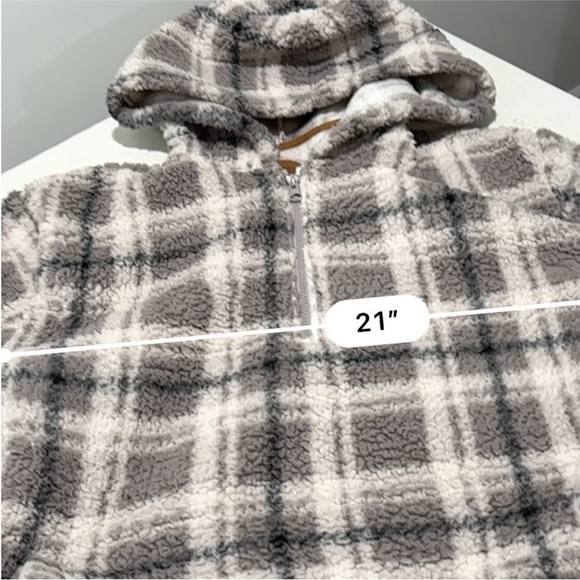 Koolaburra by UGG Women's Top Brushed Back Sherpa Hoodie plaid Size Medium - Picture 9 of 10